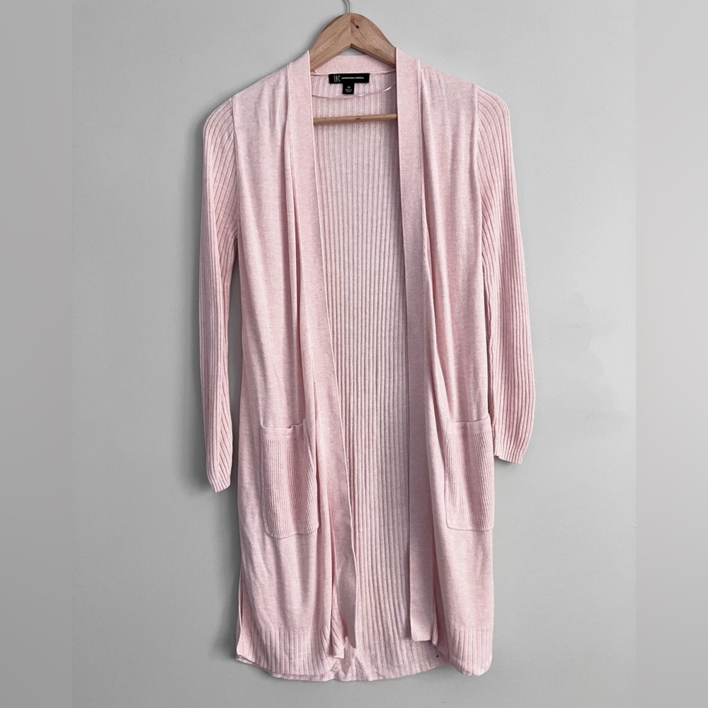 INC Pink Light Weight Open Front Long Sleeve Duster Style Cardigan Size XS - Picture 1 of 10